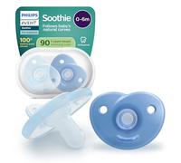 Philips Avent Succhietti ortodontici, ciucci ortodontici per neonati 0-6 mesi, design monopezzo, tettarella flessibile in silicone per ridurre la pressione, senza BPA, confezione da 2, blu, SCF099/26