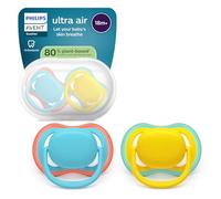 Philips Avent Ultra Start Pacifiers - Design ortodontico, per bambini dai 18 mesi in su, tettarella simmetrica in morbido silicone, senza BPA, confezione da 2, SCF349/57
