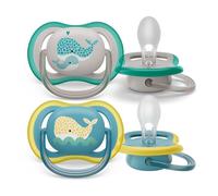 Philips Avent ultra air, ciucci leggeri e traspiranti per bambini dai 18 mesi in su, senza BPA, con pulsante fluorescente, confezione da 2 (modello SCF349/24)
