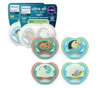 Philips Avent Ultra Air Day & Night Pacifiers - Design ortodontico, per neonati 6-18 mesi, modello fluorescente, tettarella simmetrica in morbido silicone, senza BPA, confezione da 4, SCF087/27