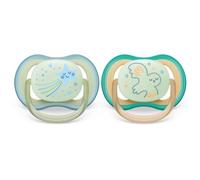 Philips Avent, ciuccio Ultra Air - 2 ciucci leggeri, traspiranti e al buio, per bambini da 0 a 6 mesi, senza BPA, con custodia sterilizzatrice (modello SCF376/18)
