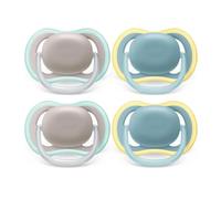 Philips Avent Ultra Air Pacifier 18 m+, Beige/Dawn, confezione da 4, SCF349/25