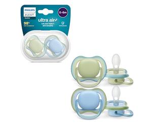 Philips Avent Ultra Air Pacifiers, Light Breathable Pacifiers for Babies Aged 0-6 Months, BPA Free, with Sterilizer Carry Case, 2 Pack, Model SCF085/21