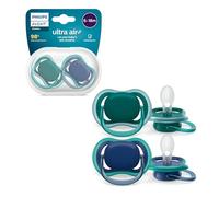 Philips Avent Ultra Air Pacifiers, Light Breathable Pacifiers for Babies Aged 6-18 Months, BPA Free, with Sterilizer Carry Case, 2 Pack, Model SCF085/31