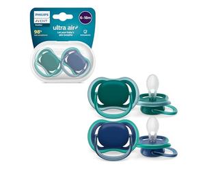 Philips Avent Ultra Air Pacifiers, Light Breathable Pacifiers for Babies Aged 6-18 Months, BPA Free, with Sterilizer Carry Case, 2 Pack, Model SCF085/31
