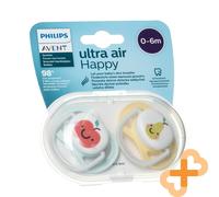 Philips Avent Succhietti Ultra Air, 0-6 mesi, Happy, SCF080/17, Philips