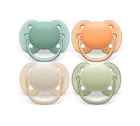 Philips Avent ultra soft ciuccio - 4 ciucci morbidi e flessibili per bambini di età compresa tra 0 e 6 mesi, senza BPA, con custodia da trasporto per sterilizzatore modello SCF091/35