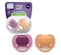 Philips Avent Ultra Soft Pacifiers - Ciuccio ortodontico, per bambini dai 18 mesi in su, scudo flessibile, tettarella simmetrica extra rigida in morbido silicone, senza BPA, confezione da 2, SCF093/03