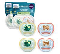 Philips Avent Ultra Start Pacifiers - Design ortodontico, per neonati 0-6 mesi, tettarella simmetrica in morbido silicone, senza BPA, 2 custodie per la sterilizzazione, confezione da 4, SCF087/19