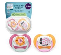 Philips AVENT Succhietti Ultra Start SCF080/27 – 6-18 mesi, silicone morbido, senza BPA, 2 pz