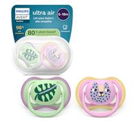 Philips Avent Ultra Start Pacifiers - Design ortodontico, per neonati 6-18 mesi, tettarella simmetrica in morbido silicone, senza BPA, con custodia per la sterilizzazione, confezione da 2, SCF087/13