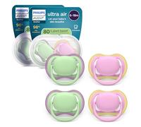 Philips Avent Ultra Start Pacifiers - Design ortodontico, per neonati 6-18 mesi, tettarella simmetrica in morbido silicone, senza BPA, 2 custodie per la sterilizzazione, confezione da 4, SCF087/25