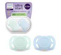 Philips Avent Ultra Start Pacifiers - Design ortodontico, per neonati, tettarella simmetrica in morbido silicone, senza BPA, con custodia per la sterilizzazione, confezione da 2, SCF075/12