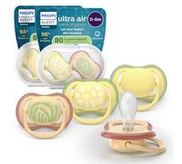 Philips Avent Ultra Start Pacifiers - Design ortodontico, per neonati 0-6 mesi, tettarella simmetrica in morbido silicone, senza BPA, 2 custodie per la sterilizzazione, confezione da 4, SCF087/21