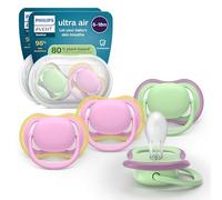 Philips Avent Ultra Start Pacifiers - Design ortodontico, per neonati 6-18 mesi, tettarella simmetrica in morbido silicone, senza BPA, 2 custodie per la sterilizzazione, confezione da 4, SCF087/25