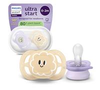 Philips Avent Ultra Start Pacifiers - Design ortodontico, per neonati, tettarella simmetrica in morbido silicone, senza BPA, con custodia per la sterilizzazione, confezione da 2, SCF075/13