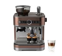 Philips Barista Brew Macchina per caffè espresso semiautomatica - Pulsante per espresso singolo, doppio e Americano, doppio contenitore di caffè in grani da 280 g, cappuccino in metallo (PSA3228/41)