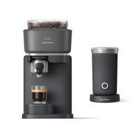 PHILIPS Baristina - Macchina per caffè espresso - Real Espresso Made simple, (nero grigio - portafiltro nero e montalatte)