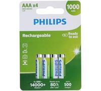 PHILIPS Batterie AAA - Batterie Ricaricabili HR03 - NiMH 1,2V - 500 Ricariche