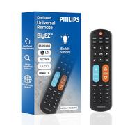 Philips BigEZ OneTouch Big Button telecomando TV universale per anziani, facile da usare, telecomando di ricambio per Samsung, LG, Sony, Vizio, Roku TV, pulsanti retroilluminati, 2 dispositivi, nero