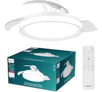 Philips Bliss Ventilatore a Soffitto con Pale Retrattili e Lampadina LED, 3 Pale, Pala Aperta 106 cm, 4.500 lm, Luce Bianca Tunabel 3.000-6.500 K, Regolabile Fino al 5%, Telecomando Incl., Bianco