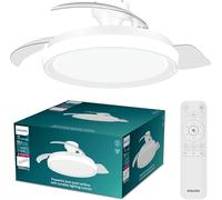 Philips Bliss Ventilatore a Soffitto con Pale Retrattili e Lampadina LED, 3 Pale, Pala Aperta 106 cm, 4.500 lm, Luce Bianca Tunabel 3.000-6.500 K, Regol. Fino a 5%, Telecom. In ianco Brillante