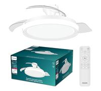Philips Bliss Ventilatore a Soffitto con Pale Retrattili e Lampadina LED, 3 Pale, Pala Aperta 106 cm, 4.500 lm, Luce Bianca Tunabel 3.000-6.500 K, Regol. Fino a 5%, Telecom. Incl., Bianco Brillante