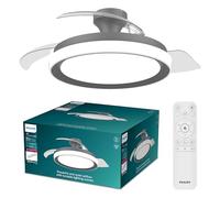 Philips Bliss Ventilatore a Soffitto con Pale Retrattili e Lampadina LED, 3 Pale, Pala Aperta 106 cm, 4.500 lm, Luce Bianca Tunabel 3.000-6.500 K, Regolabile Fino al 5%, Telecomando Incl., Nero