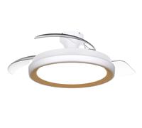 Ventilatore a Soffitto con Pale Retrattili e Lampadina LED Philips Bliss, 3 Pale, Pala Aperta 106 cm, 4.500 lm, Luce Bianca Tunabel 3.000-6.500 K, Regolabile Fino al 5%, Telecomando Incl., Oro