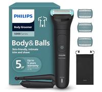 Philips Bodygroom series 5000 - Rifinitore per uomo tripla protezione, Rifinitura e rasatura intima, Accessorio per la schiena pieghevole, Impermeabile 100%, 100 minuti di autonomia, Modello BG5480/15