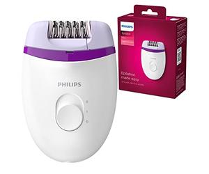 Philips BRE225/00 Satinelle Essential Epilatore Elettrico Compatto, Bianco/Viola