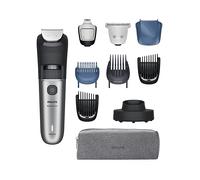 Regolabarba Philips serie 7000 - Lame in metallo autoaffilanti, 40 impostazioni di lunghezza, tecnologia BeardSense, raccoglitore per peli, 100% impermeabile, rifinitore ampio, modello BT7670/15
