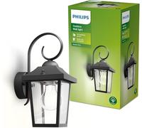 Philips Buzzard Lanterna da Parete Vintage + Lampadina LED E27, Luce Calda Bianca, per Illuminazione di Esterni, Casa, Giardino, Nero