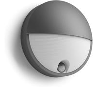 Philips Capricorn Applique da Esterno, 700 lm, Luce Bianca Calda 2700 K, IP44 Resistente alle Intemperie, Durevole, Alluminio, incl. Sensore di Movimento, Grigio Antracite