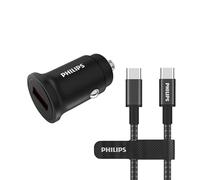 Philips Caricabatteria per auto DLP4309BC/04 - Caricabatteria da auto USB C 36 W e 30 W - Caricatore per auto USB C con protocolli di ricarica rapida - Caricabatterie per accendisigari 12V 24V - Cavo