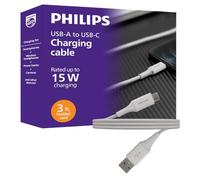 PHILIPS Cavo di ricarica rapida da USB-A a USB-C, cavo per laptop e | MacBook Pro e Air, Windows, iPhone 17 Series, Samsung Galaxy, Google Pixel, Drone, fotocamera, SSD esterno, 0,9 m