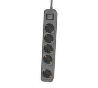 Philips CHP2154G - Ciabatta a 5 prese, cavo da 1,5 metri, interruttore principale, chiusura di sicurezza automatica, indicatore LED di alimentazione, colore grigio