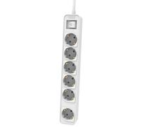 Philips CHP2164G - Ciabatta a 6 prese Schuko, blocco alimentazione, 2,160 W, cavo alimentazione intrecciato 1,5 metri ad alta resistenza, chiusura di sicurezza (indicatore LED Prot) - colore grigio