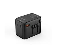 Philips CHP9000BK 65W GaN - Caricabatterie da viaggio internazionale 3 porte USB-C e 1 USB A, ricarica rapida PD/QC, adattatore universale (USA/UK/EU/OFF), colore: Nero