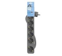 Philips Ciabatte CHP2164G - Ciabatta a 6 prese, cavo da 1,5 metri, interruttore principale, chiusura di sicurezza automatica, indicatore LED di alimentazione, colore grigio