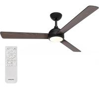 Philips Civx ventilatore a soffitto LED, 3 pale, 132 cm di diametro, 2500 lumen, tre luci bianche (3000 K / 4500 K / 6500 K), intensità regolabile a 10%, Telecomando incluso, Nero/Legno Scuro