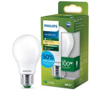 PHILIPS Classic ultra-efficient LED bulb with energy efficiency class A, E27 base, 100W, frosted, warm white light, long service life