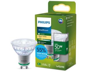 PHILIPS Classic ultra-efficient LED bulb with energy efficiency class A, GU10 bulb, replaces 50W, warm white light, non-dimmable