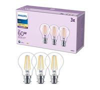 PHILIPS Confezione da 3 lampadine LED A60 [bianco caldo 2700 K - attacco a baionetta B22] 60 W, non dimmerabile, per illuminazione domestica, 929001387493