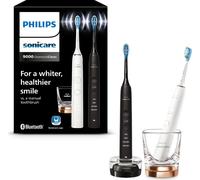 Philips DiamondClean 9000 Sonicare Spazzolini Elettrici Sonici con App, confezione da 1 Spazzolino Bianco e 1 Spazzolino Nero HX9914/57