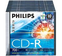 Philips CR7D5NS10/00 CD-R 80 Min 700 MB 52x Slim Case 10 Pack