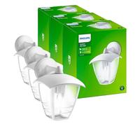 Philips Cr pplique LED da Esterno, Resistente a Intemperie IP44, Durevole, Alluminio, Design Classico, Bianco, Lampadina E27 Venduta Separatamente (Confezione da 3)