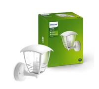 Philips Creek Applique LED da Esterno, Resistente a Intemperie IP44, Durevole, Alluminio, Design Classico, Bianco, Lampadina E27 Venduta Separatamente