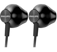 Philips cuffie auricolari con filo UE100BK/00 con prestazioni migliorate del basso (driver Neodym 14,2 mm, design ergonomico, cavo da 1 m), nero - modello 2020/2021 (Confezione da 2)