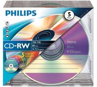 Philips - CW7D2CC05/00 - Cd-Rw 80 Minuti 700Mb (4-12X) Slim Case, 5 Pack